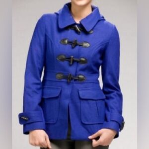 Tulle Anthropologie Royal Blue Toggle Pea Coat Preppy Size Medium